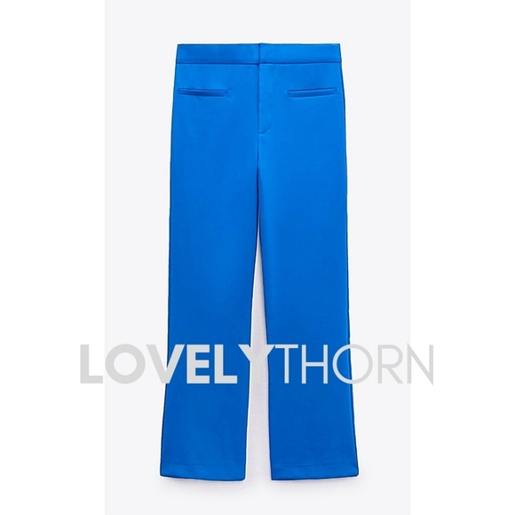 ZARA // blogger fave electric blue high waist crop mini flare stretch pants - Picture 9 of 14